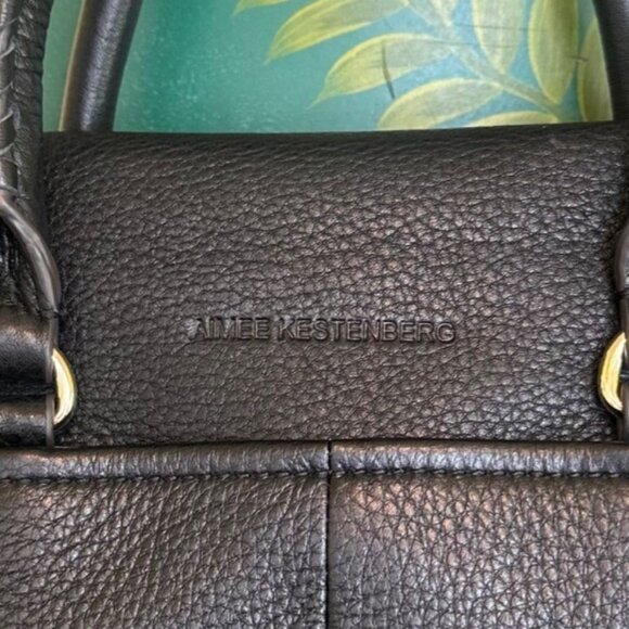 Aimee Kestenberg Black & Gold Leather Handbag With Zipper Pockets - Picture 4 of 9